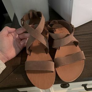 Authentic Greek Taupe Leather Sandals